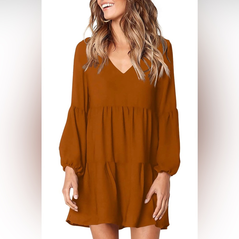 Amoretu Orange Summer Tunic Dress